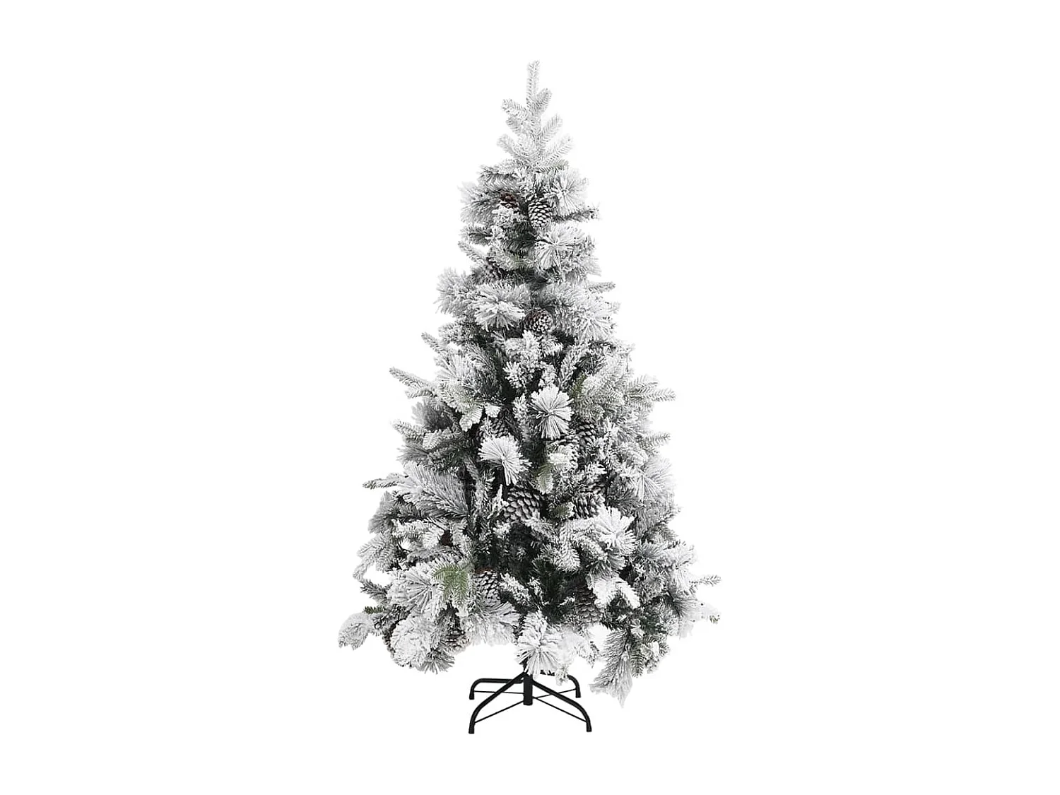 Albero di Natale con fiocchi di neve e pigne 195 cm PVC/PE