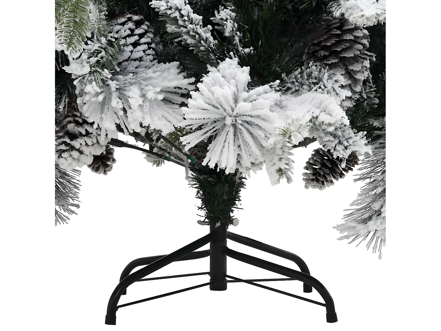 Albero di Natale con fiocchi di neve e pigne 195 cm PVC/PE