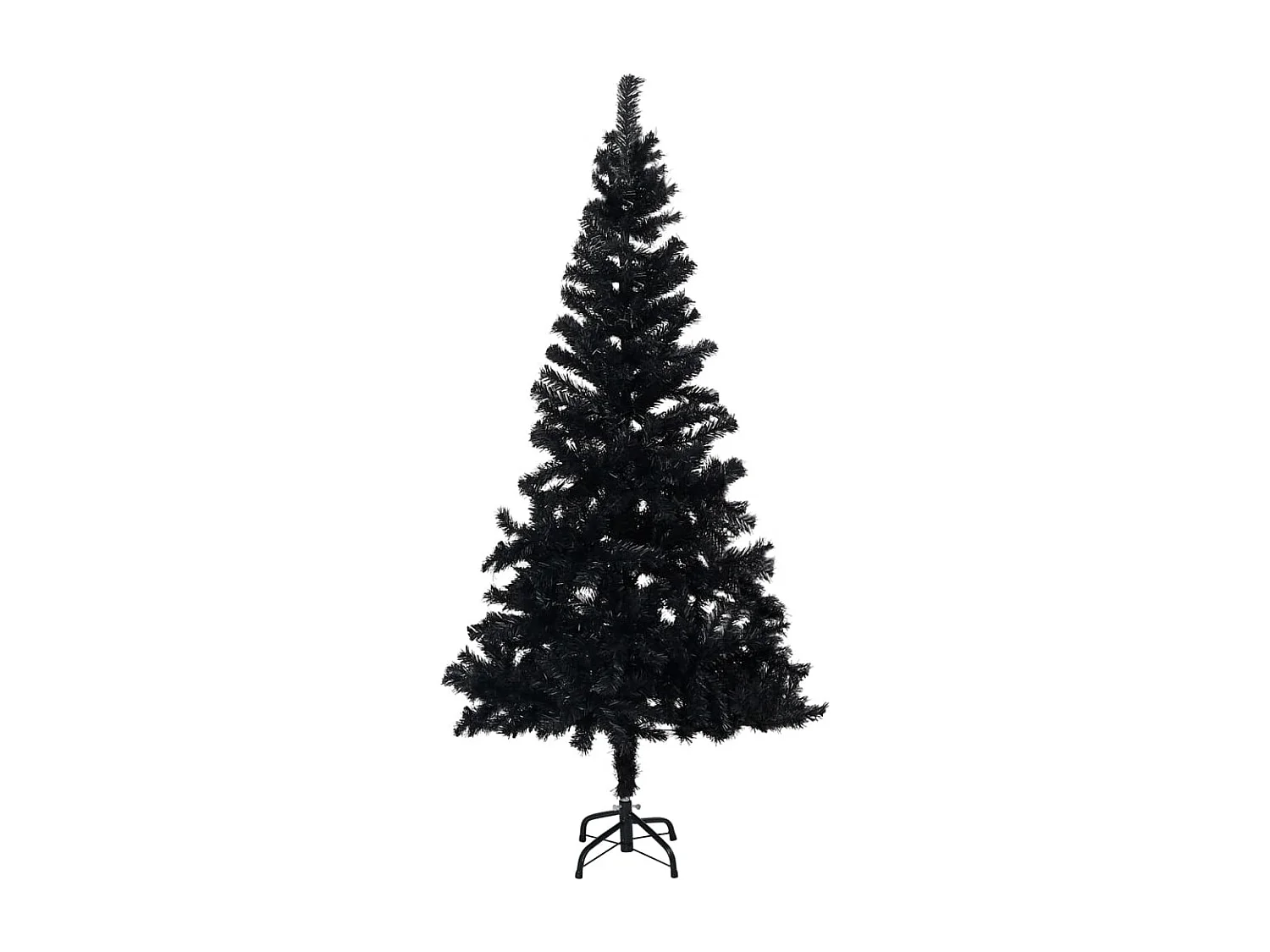Albero di Natale artificiale preilluminato e palline nere 150 cm in PVC