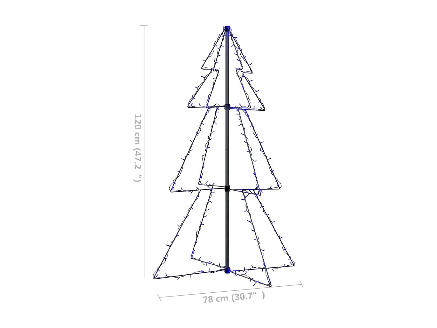 Arbre de No?l c?ne 160 LED d'intérieur/d'extérieur 78x120 cm