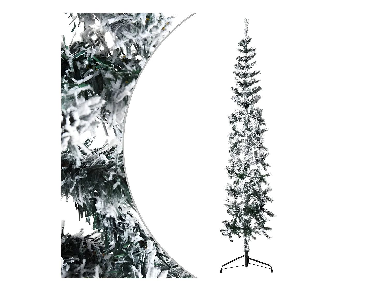 Demi sapin de No?l artificiel mince avec neige floquée 180 cm