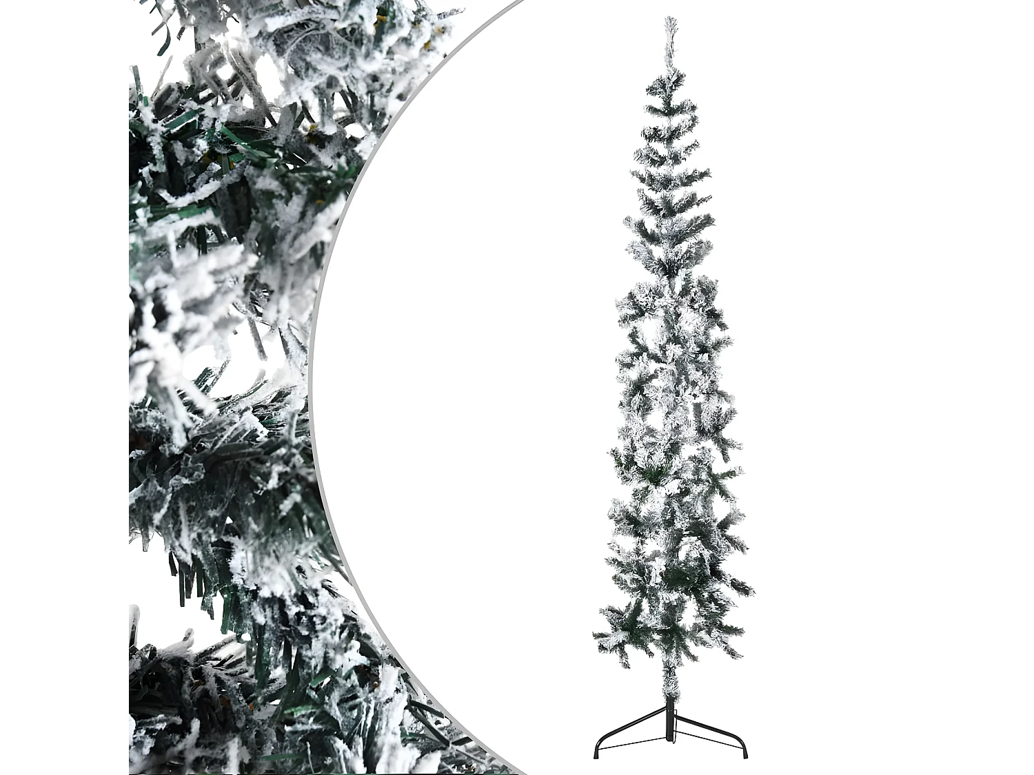 Demi sapin de No?l artificiel mince avec neige floquée 180 cm