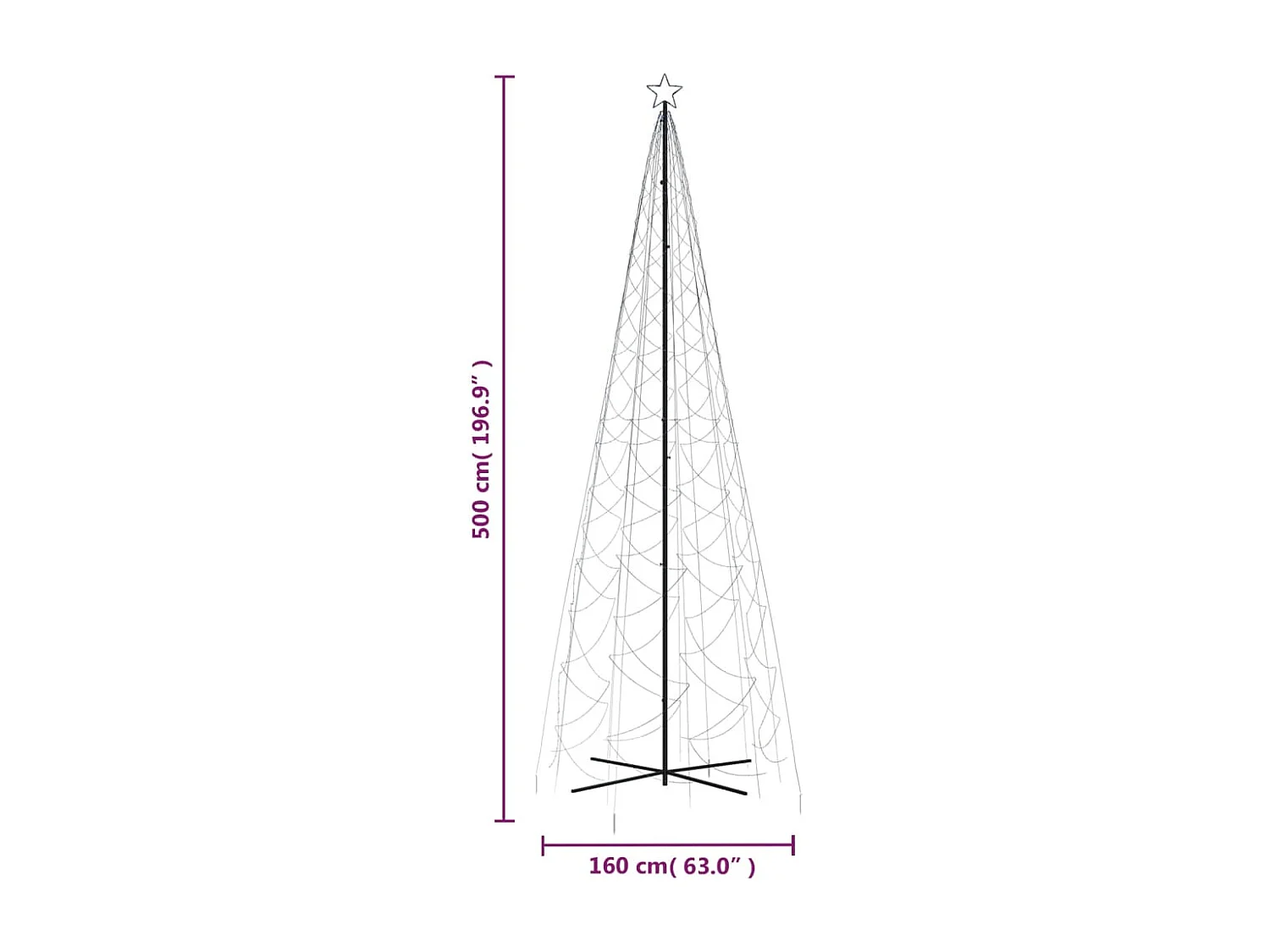 Arbre de No?l c?ne 1400 LED Bleues 160x500 cm