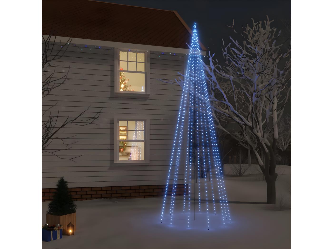 Kerstboom met paal 732 Blauwe LED's 500 cm