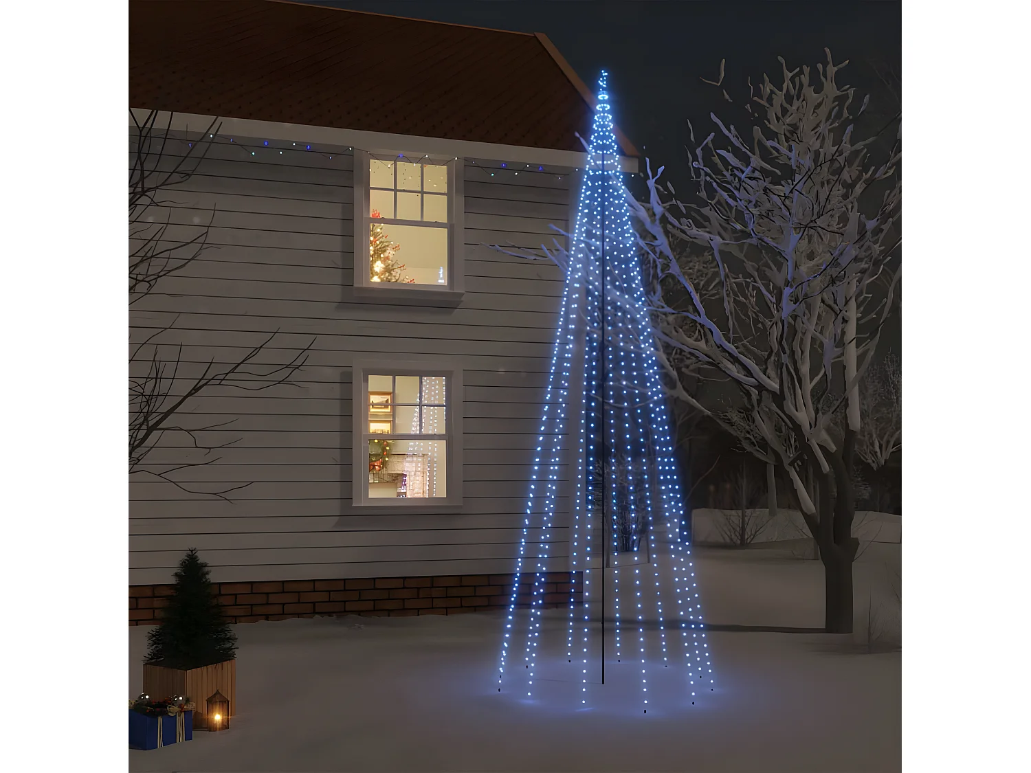 Árvore de Natal com estaca 732 LEDs azuis 500 cm