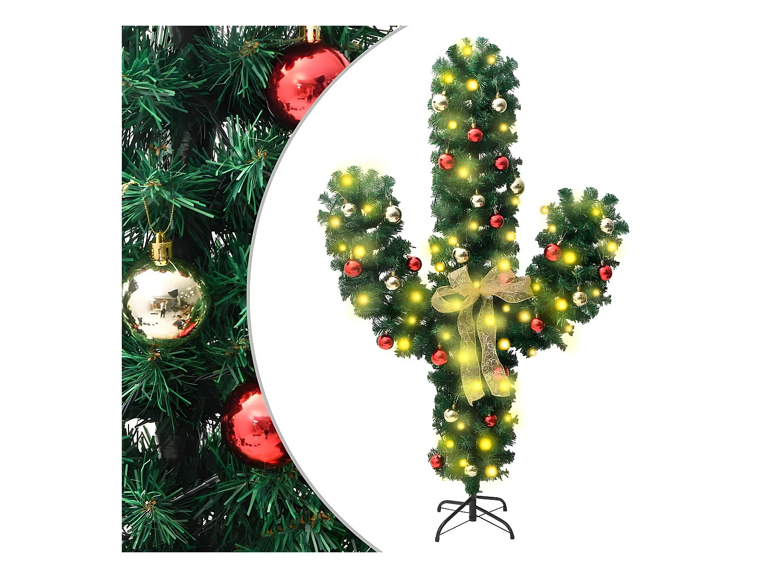 Cactus de No?l avec support et LED Vert 180 cm PVC