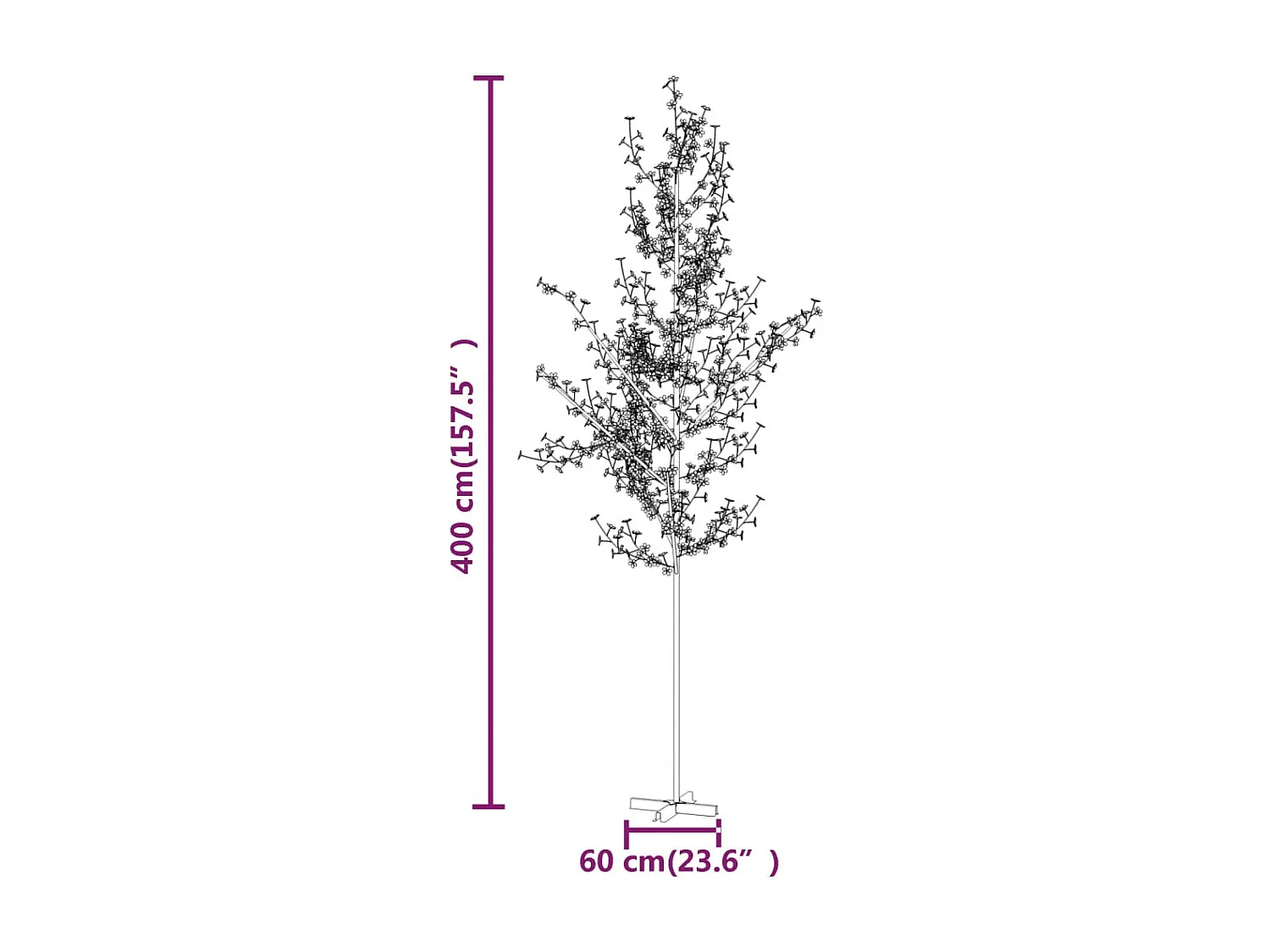 Arbre à LED fleur de cerisier 672 LED Blanc chaud 400 cm