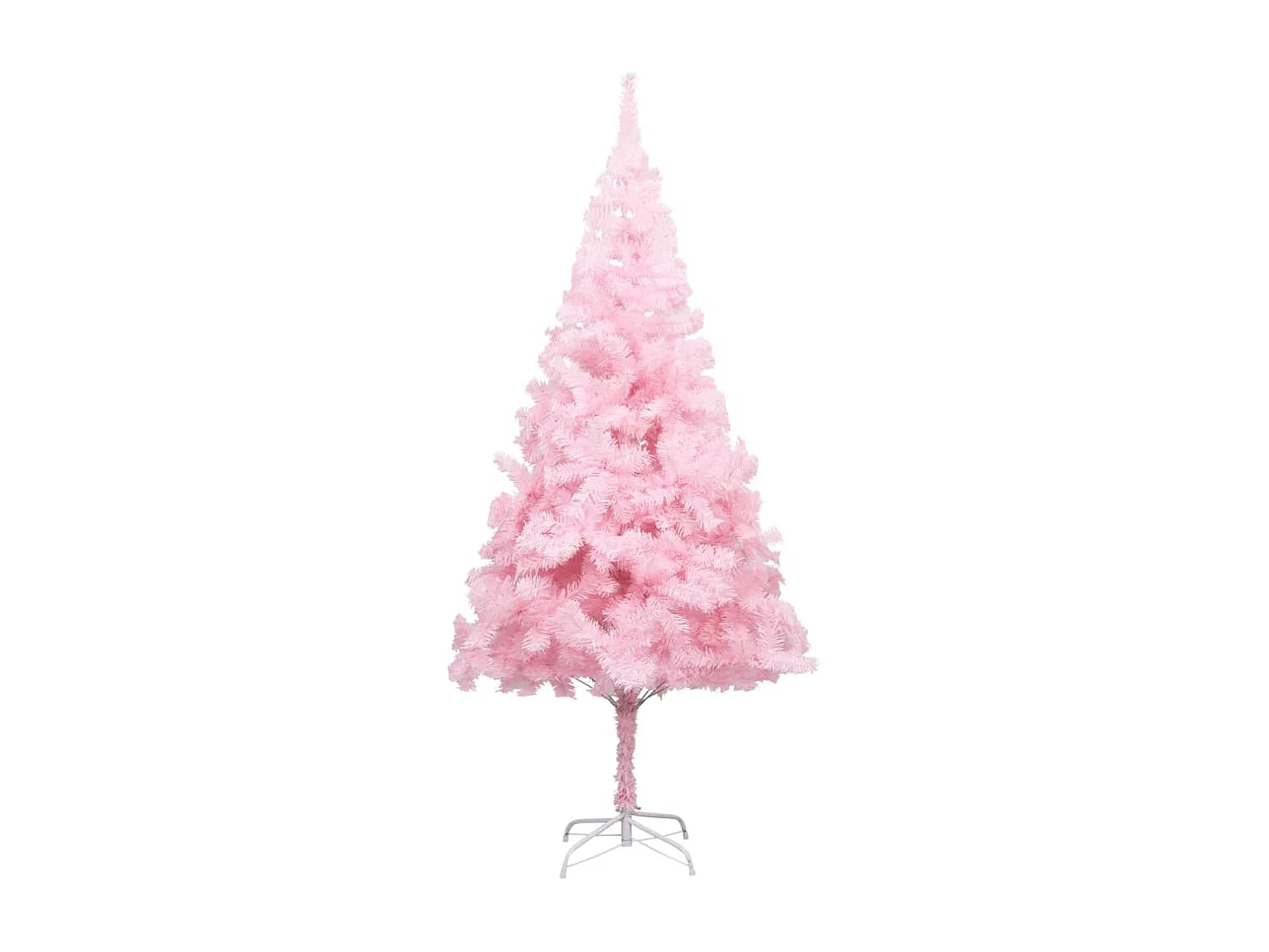 Árvore de Natal artificial pré-iluminada e bolas rosa 210 cm PVC