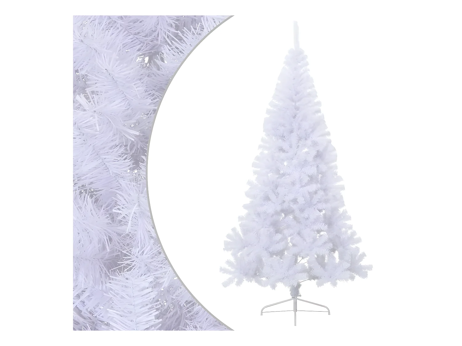 Kunstkerstboom half met witte standaard 240 cm PVC