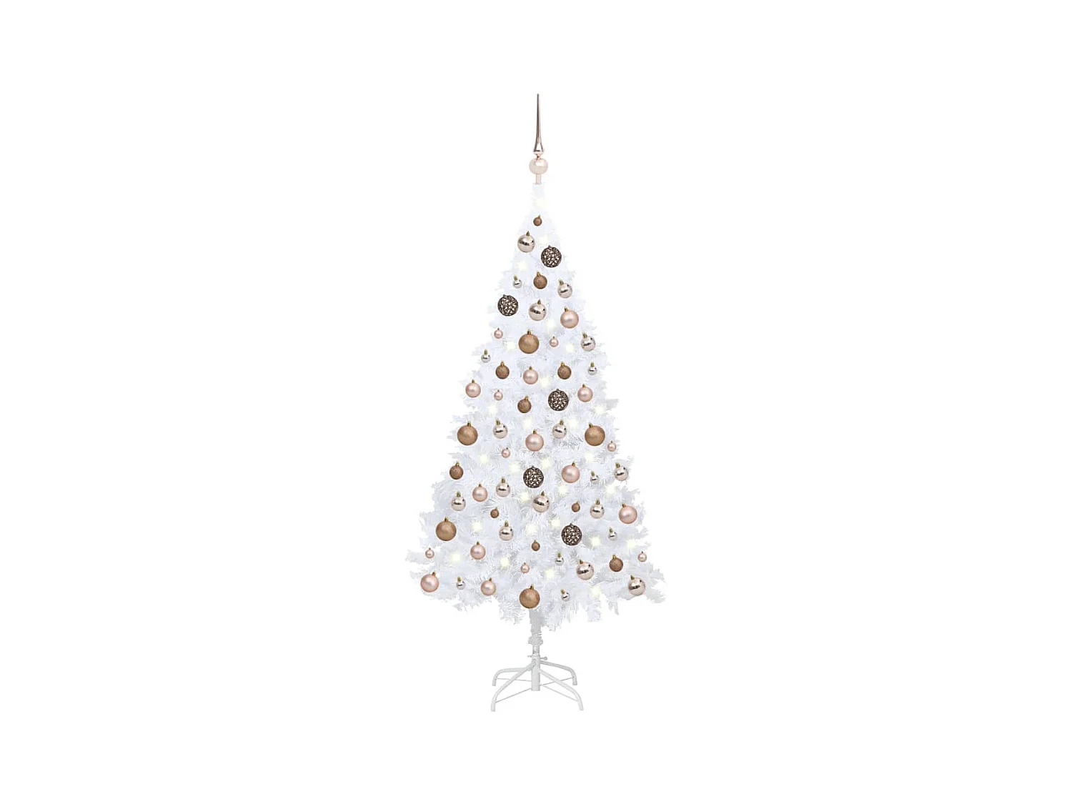 Arbre de No?l artificiel pré-éclairé et boules blanc 150 cm PVC