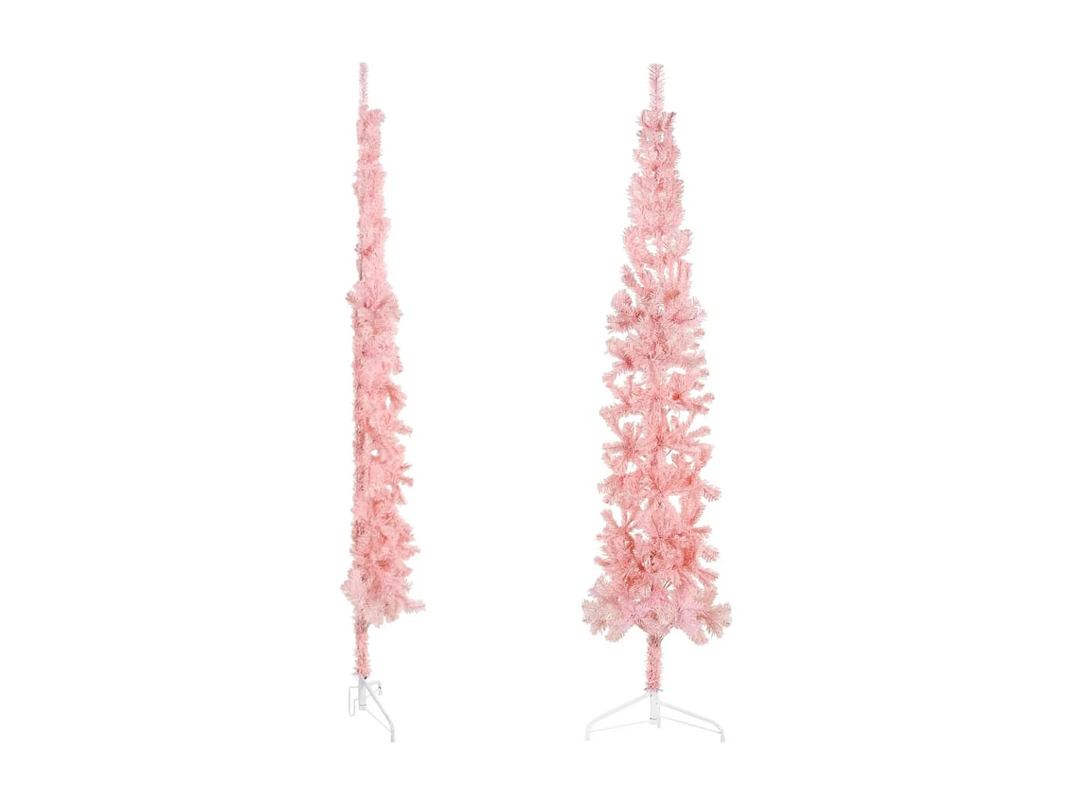 Demi sapin de No?l artificiel mince avec support Rose 210 cm