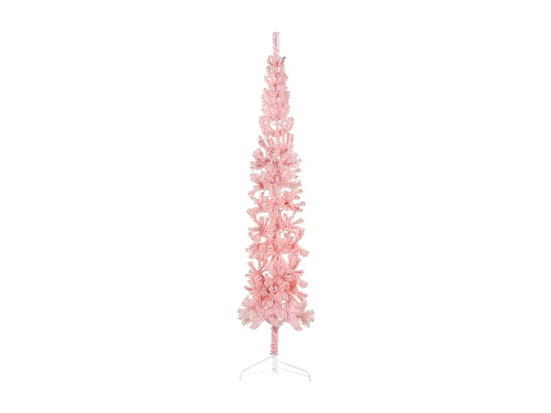 Demi sapin de No?l artificiel mince avec support Rose 210 cm