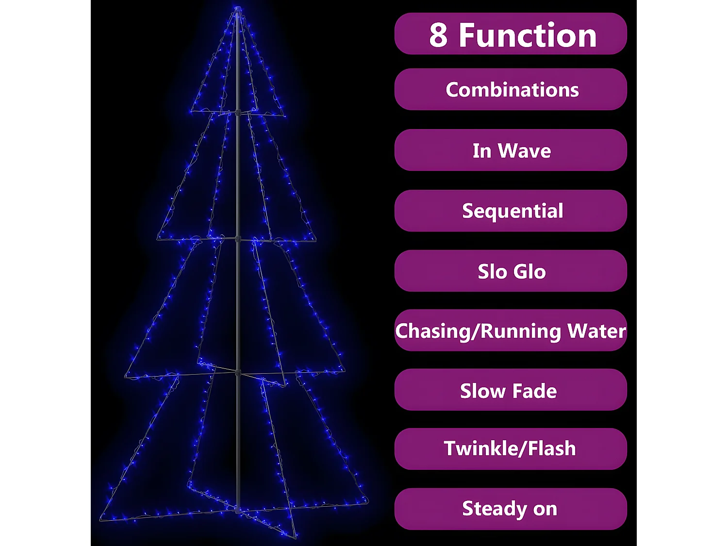 Árvore de Natal 360 LED interna/externa 143x250 cm