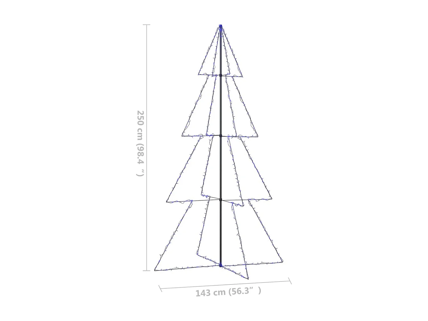Árvore de Natal 360 LED interna/externa 143x250 cm