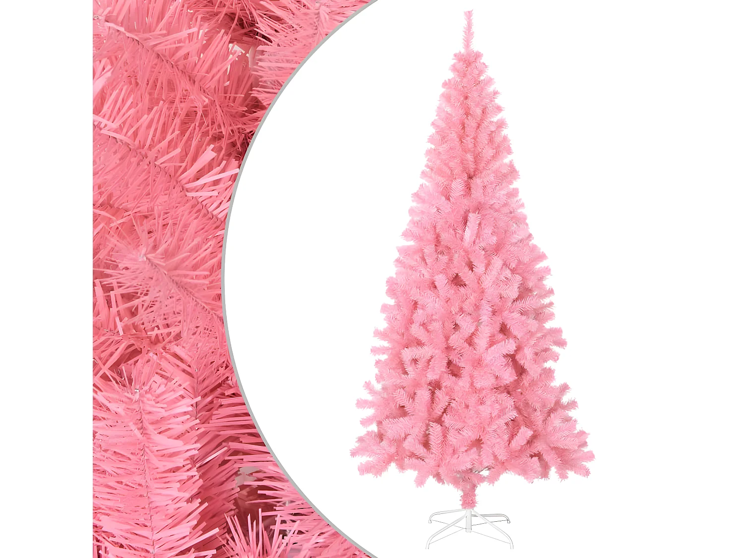 Árbol de Navidad artificial con soporte rosa 210 cm PVC