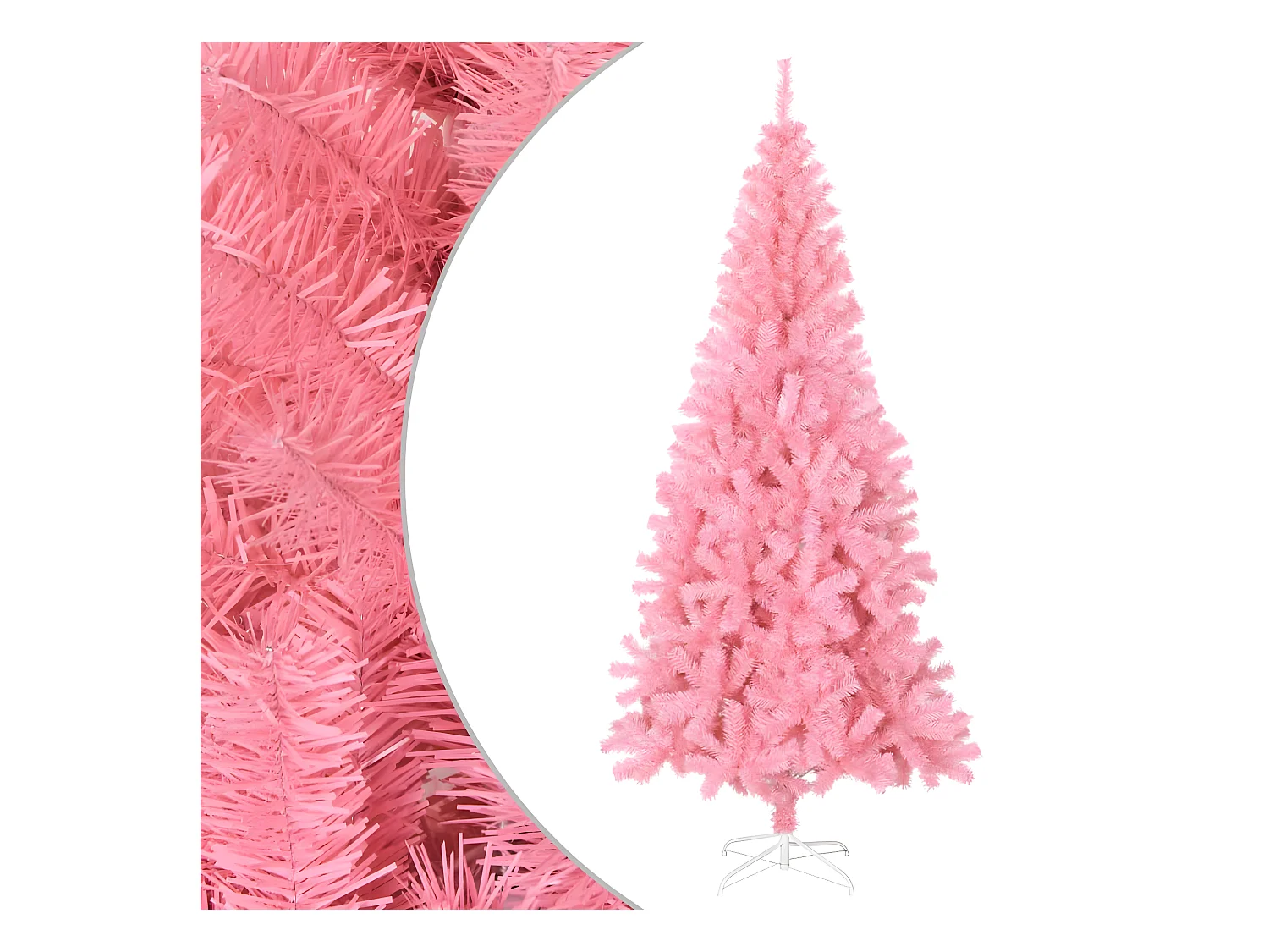 Árbol de Navidad artificial con soporte rosa 210 cm PVC
