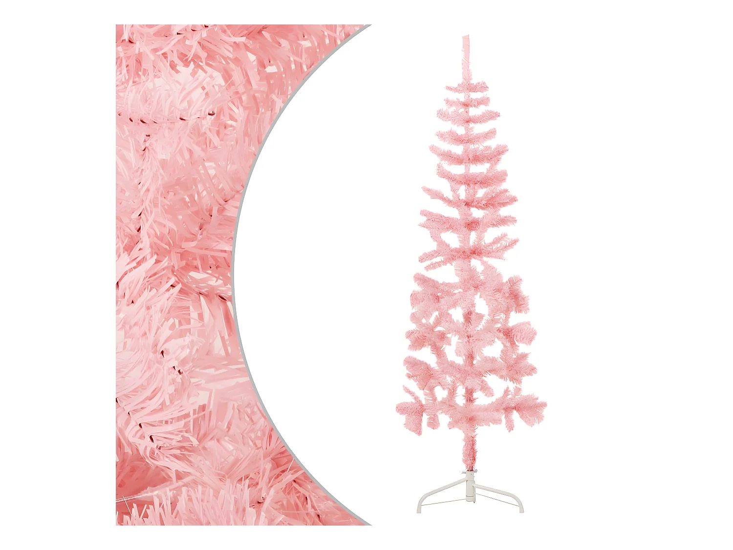 Halfdunne kunstkerstboom met standaard Roze 120 cm