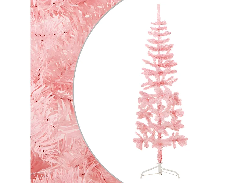 Árvore de Natal artificial meio fina com suporte Rosa 120 cm
