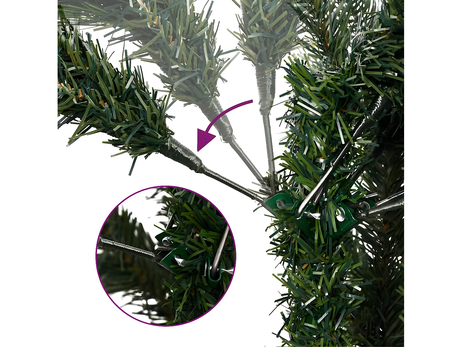 Albero di Natale artificiale incernierato con supporto 210 cm