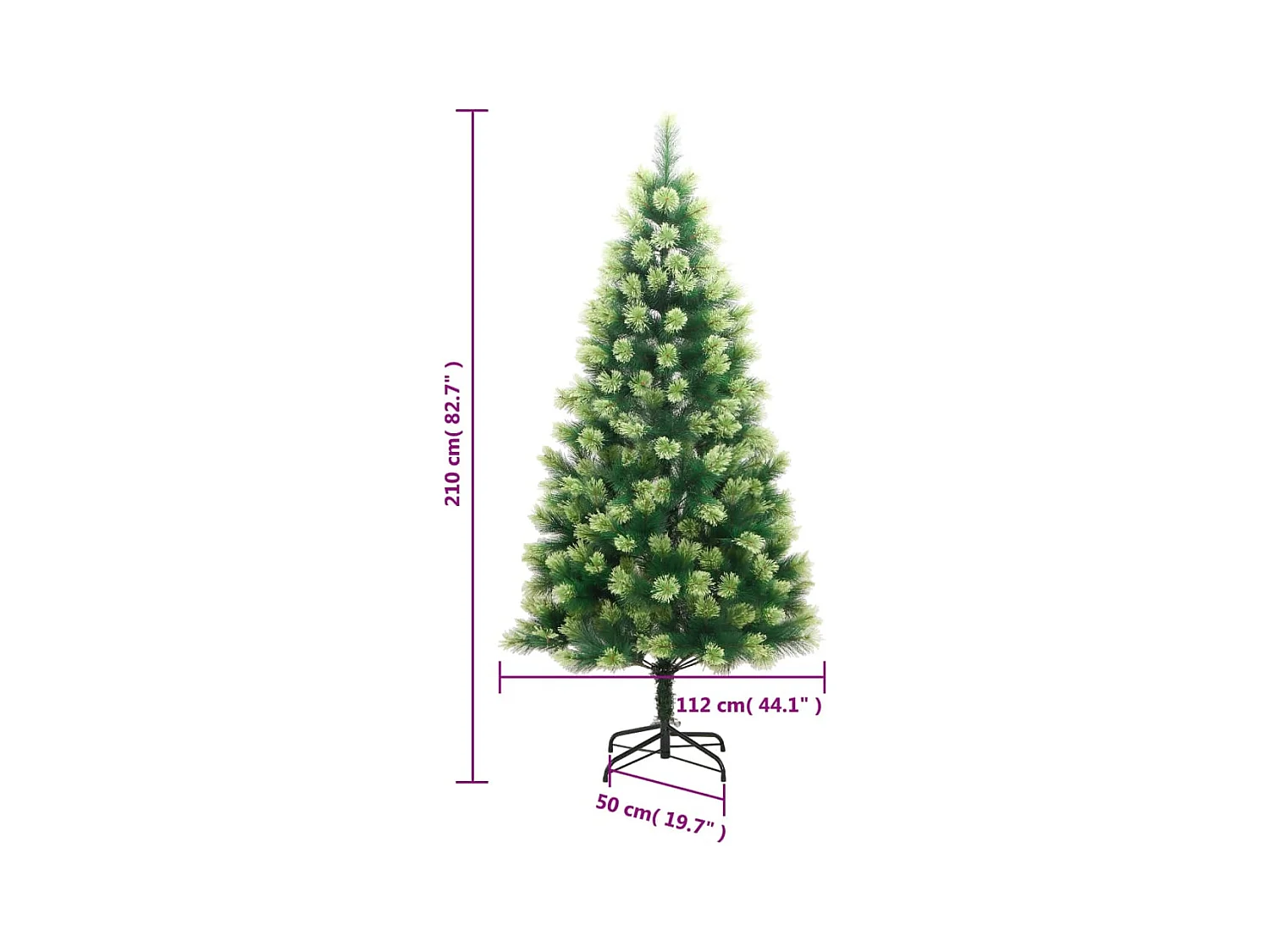Albero di Natale artificiale incernierato con supporto 210 cm
