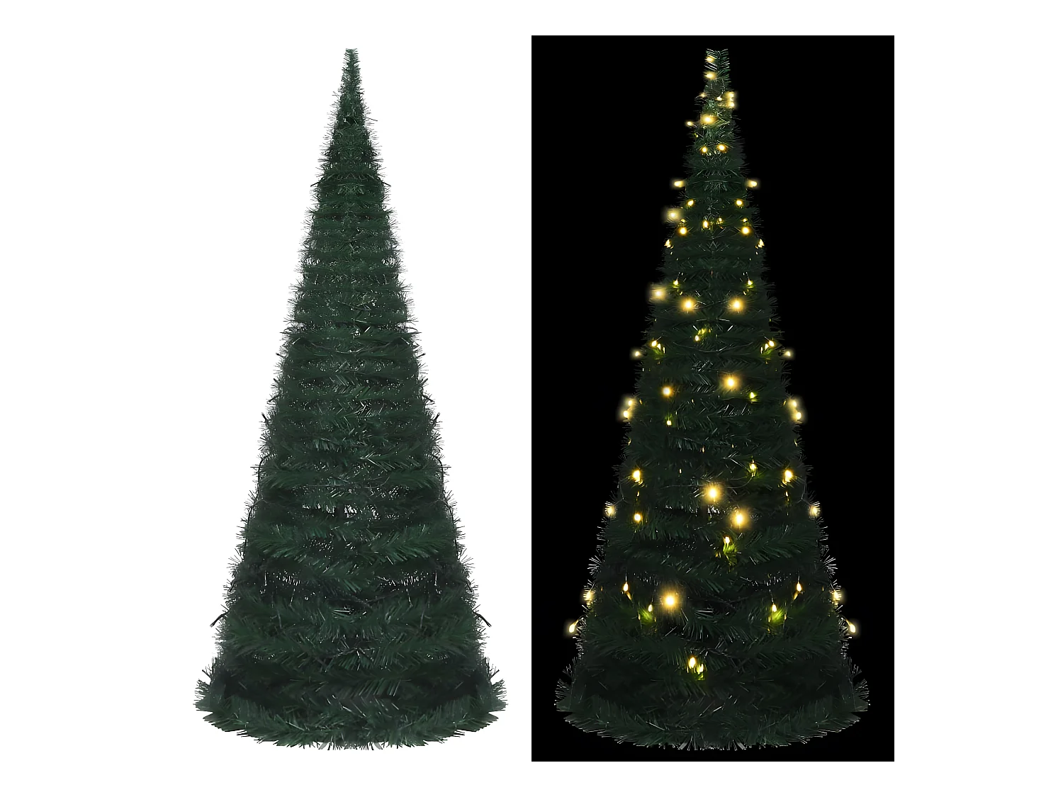 Beleuchteter künstlicher Weihnachtsbaum mit grünen Girlanden, 210 cm