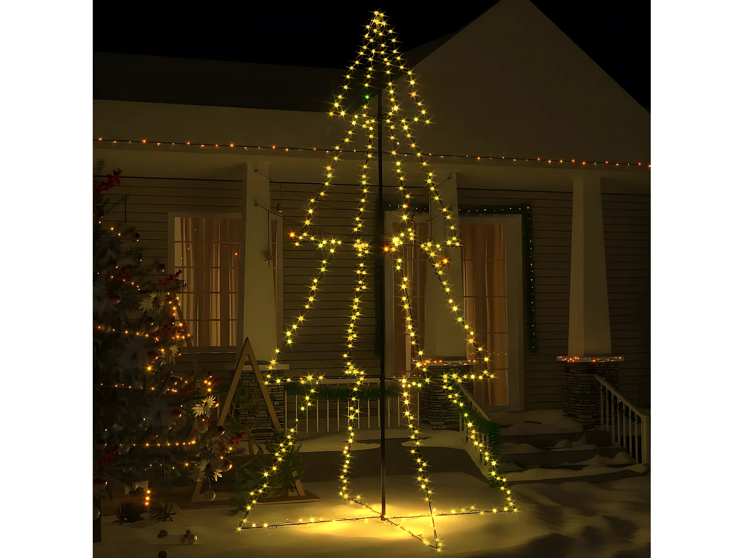 Arbre de No?l c?ne 360 LED d'intérieur/d'extérieur 143x250 cm