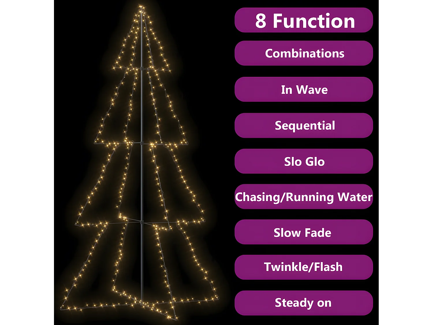 Arbre de No?l c?ne 360 LED d'intérieur/d'extérieur 143x250 cm