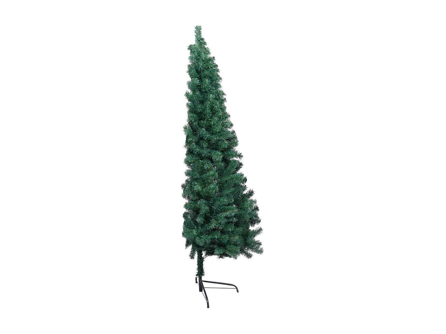 Mezzo albero di Natale artificiale preilluminato e palline verdi 180 cm