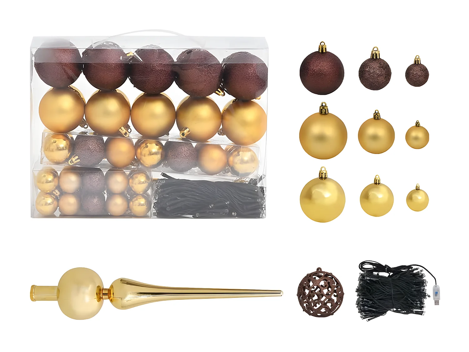 Mezzo albero di Natale artificiale preilluminato e palline verdi 180 cm