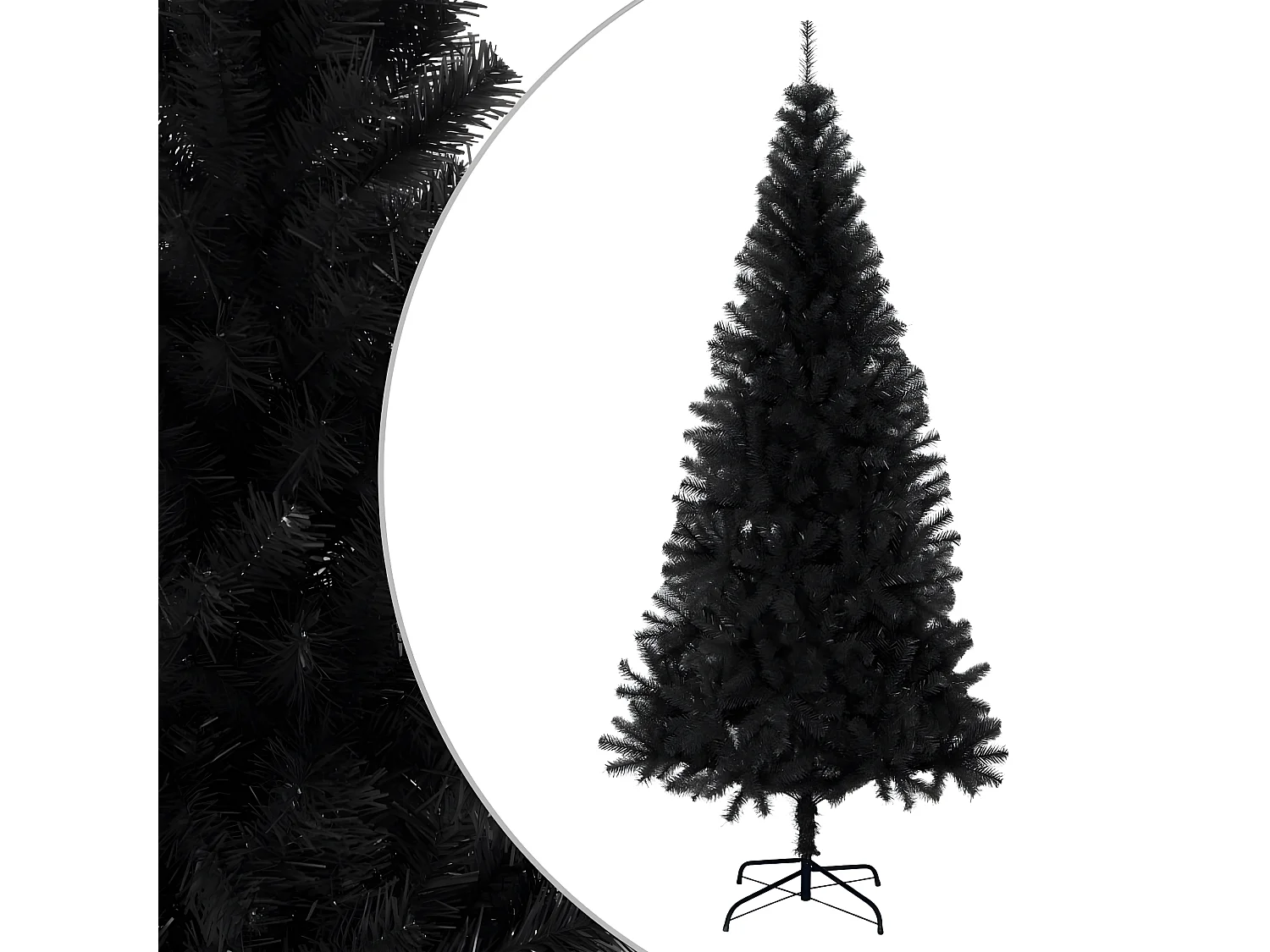 Árbol de Navidad artificial con soporte negro 180 cm PVC