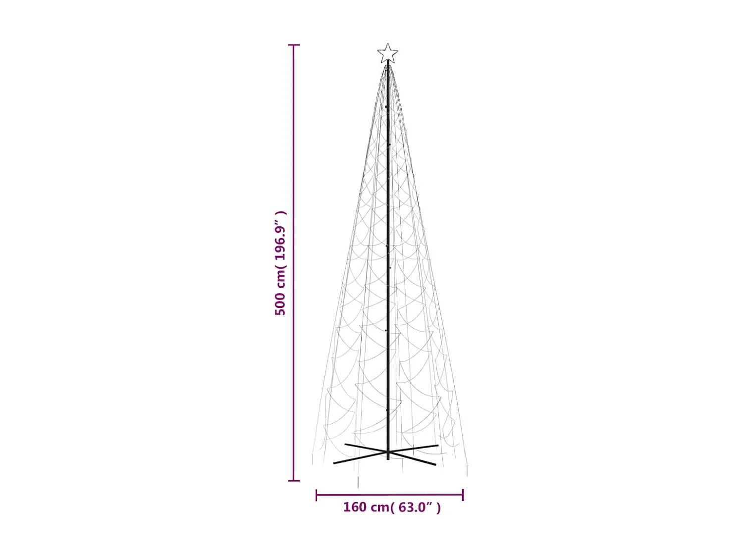 Arbre de No?l c?ne 1400 LED Blanc froid 160x500 cm