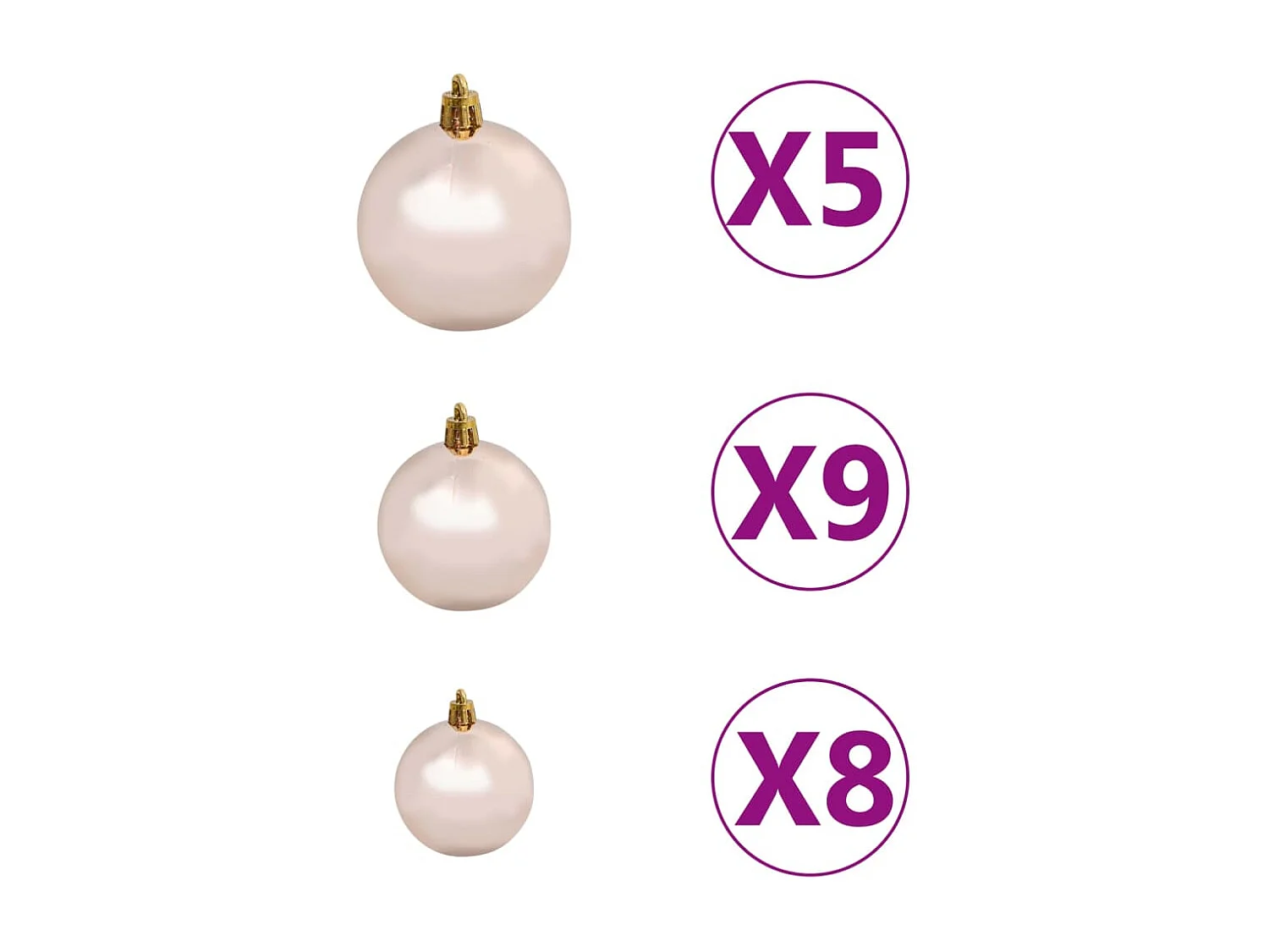 Albero di Natale artificiale preilluminato e palline verdi 120 cm PVC