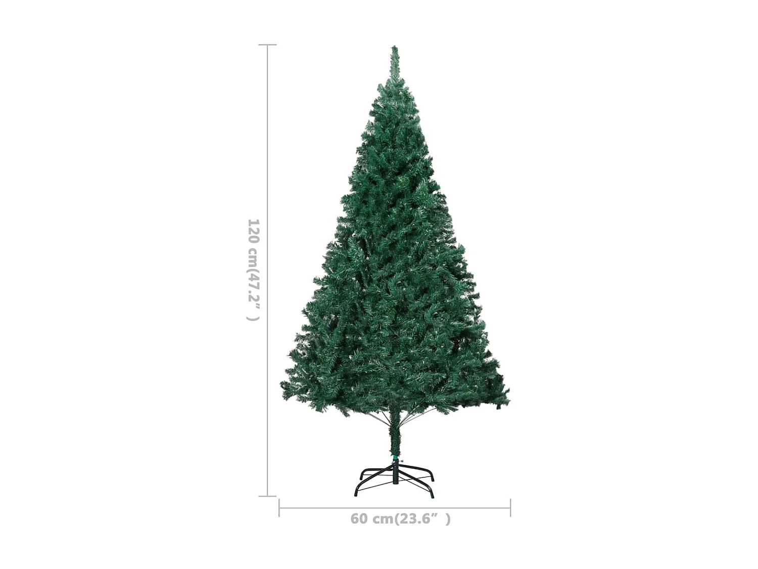 Albero di Natale artificiale preilluminato e palline verdi 120 cm PVC