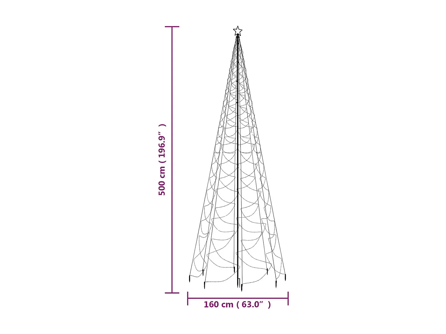 Arbre de No?l avec poteau en métal 1400 LED bleues 5 m