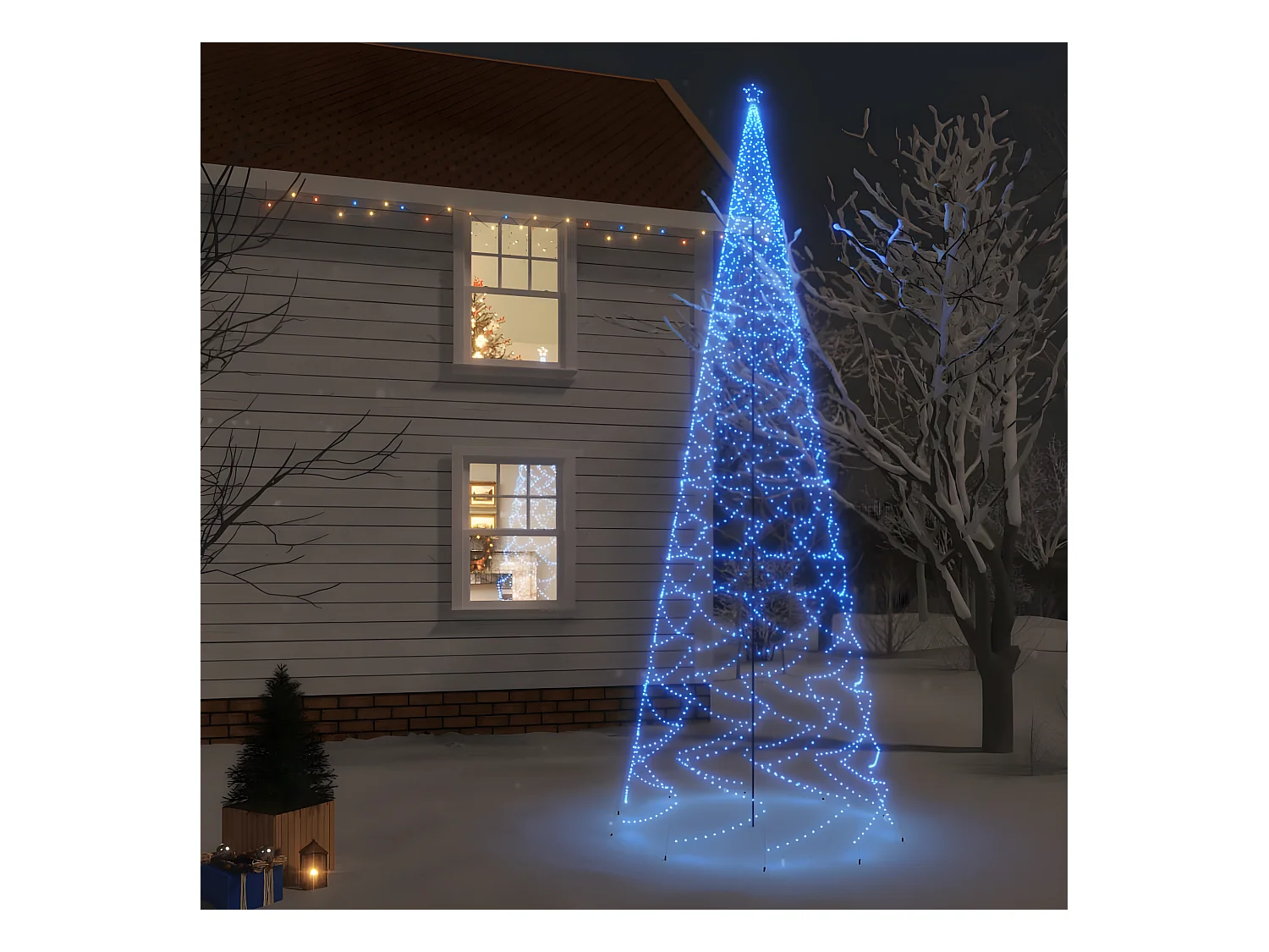 Kerstboom met paal 3000 Blauwe LED's 800 cm