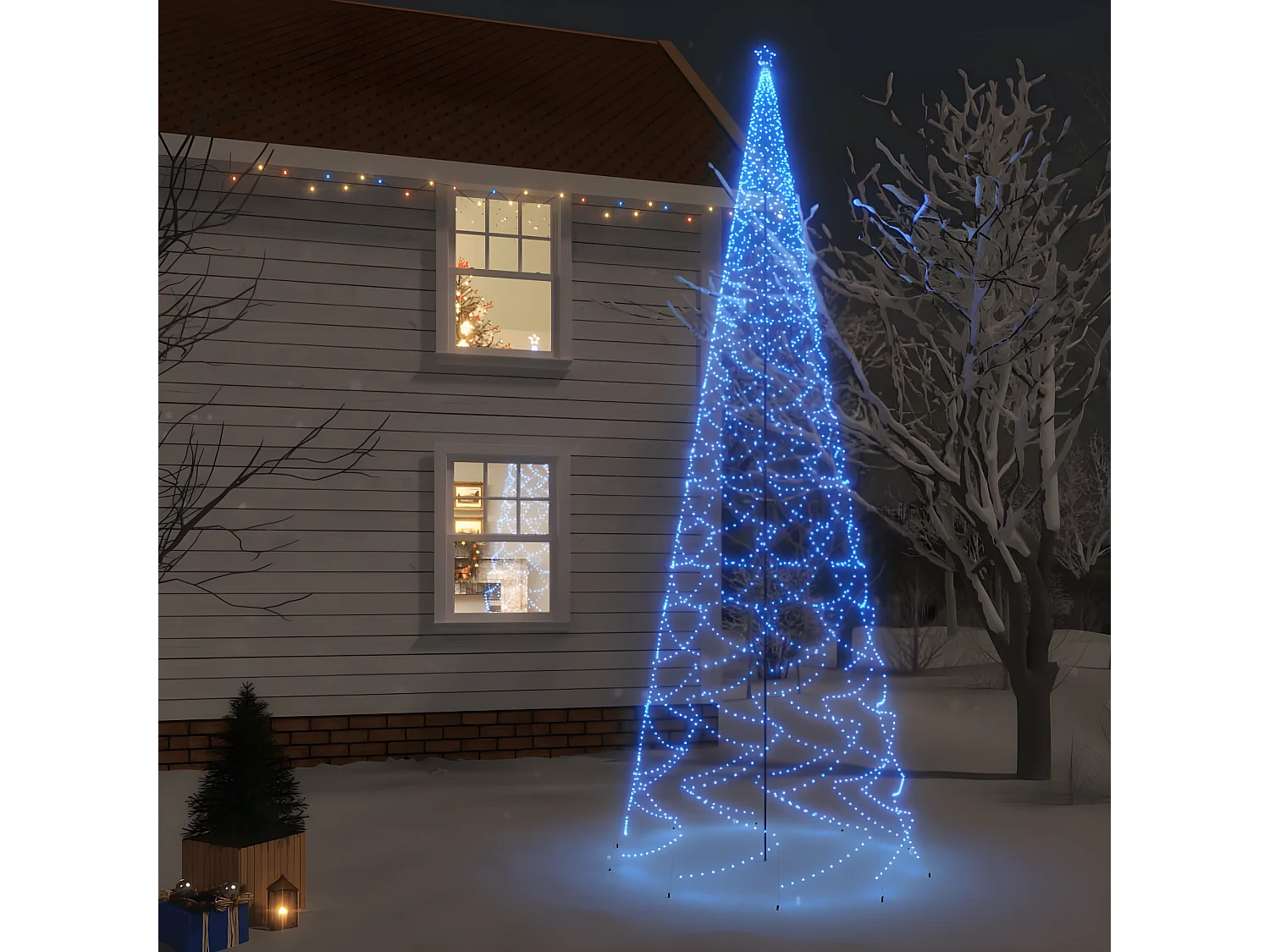 Kerstboom met paal 3000 Blauwe LED's 800 cm