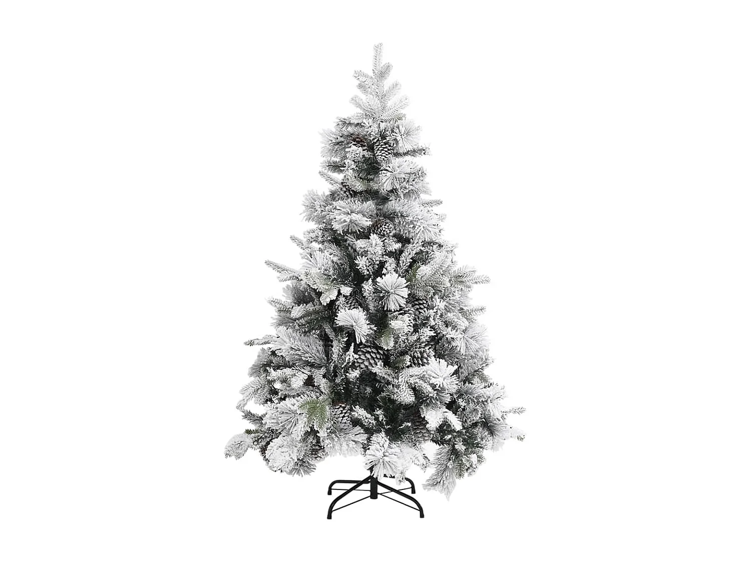 Albero di Natale con fiocchi di neve e pigne 150 cm PVC/PE