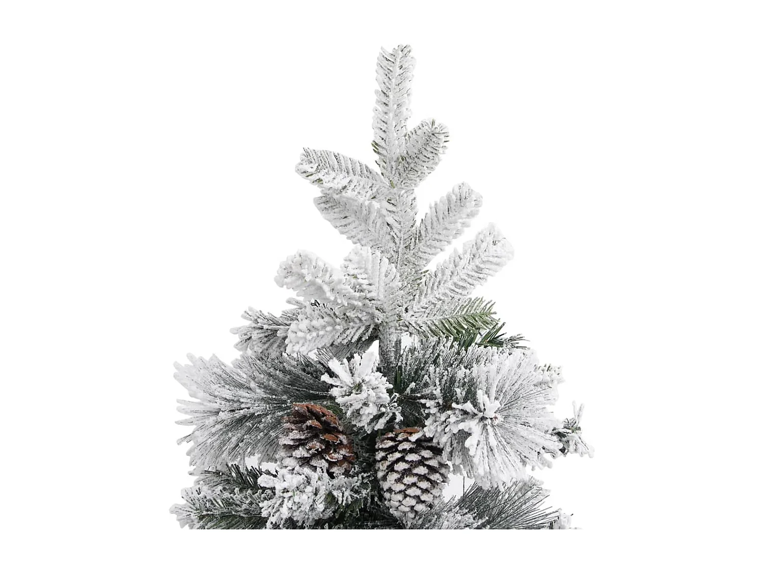 Albero di Natale con fiocchi di neve e pigne 150 cm PVC/PE