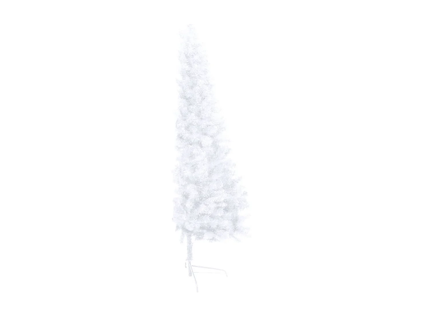Mezzo albero di Natale artificiale preilluminato e palline bianche 150 cm