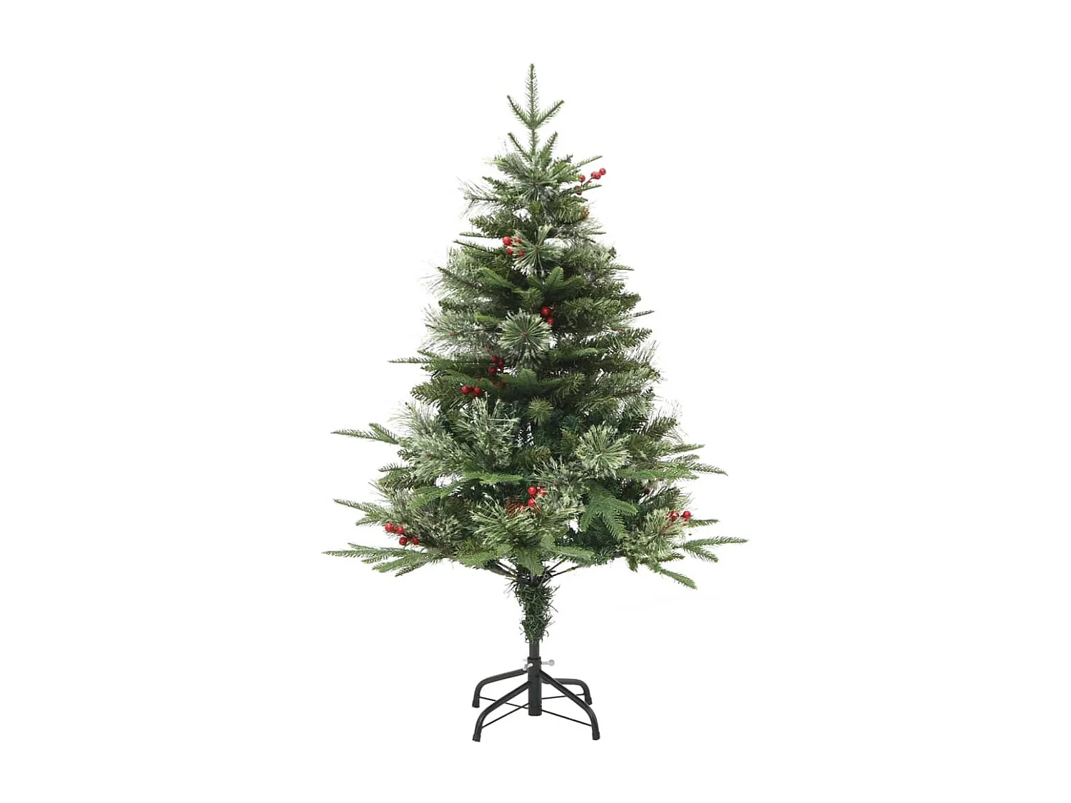 Vorbeleuchteter Weihnachtsbaum und grüne Tannenzapfen, 150 cm, PVC und PE