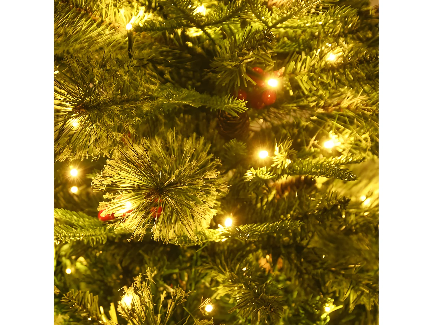 Vorbeleuchteter Weihnachtsbaum und grüne Tannenzapfen, 150 cm, PVC und PE