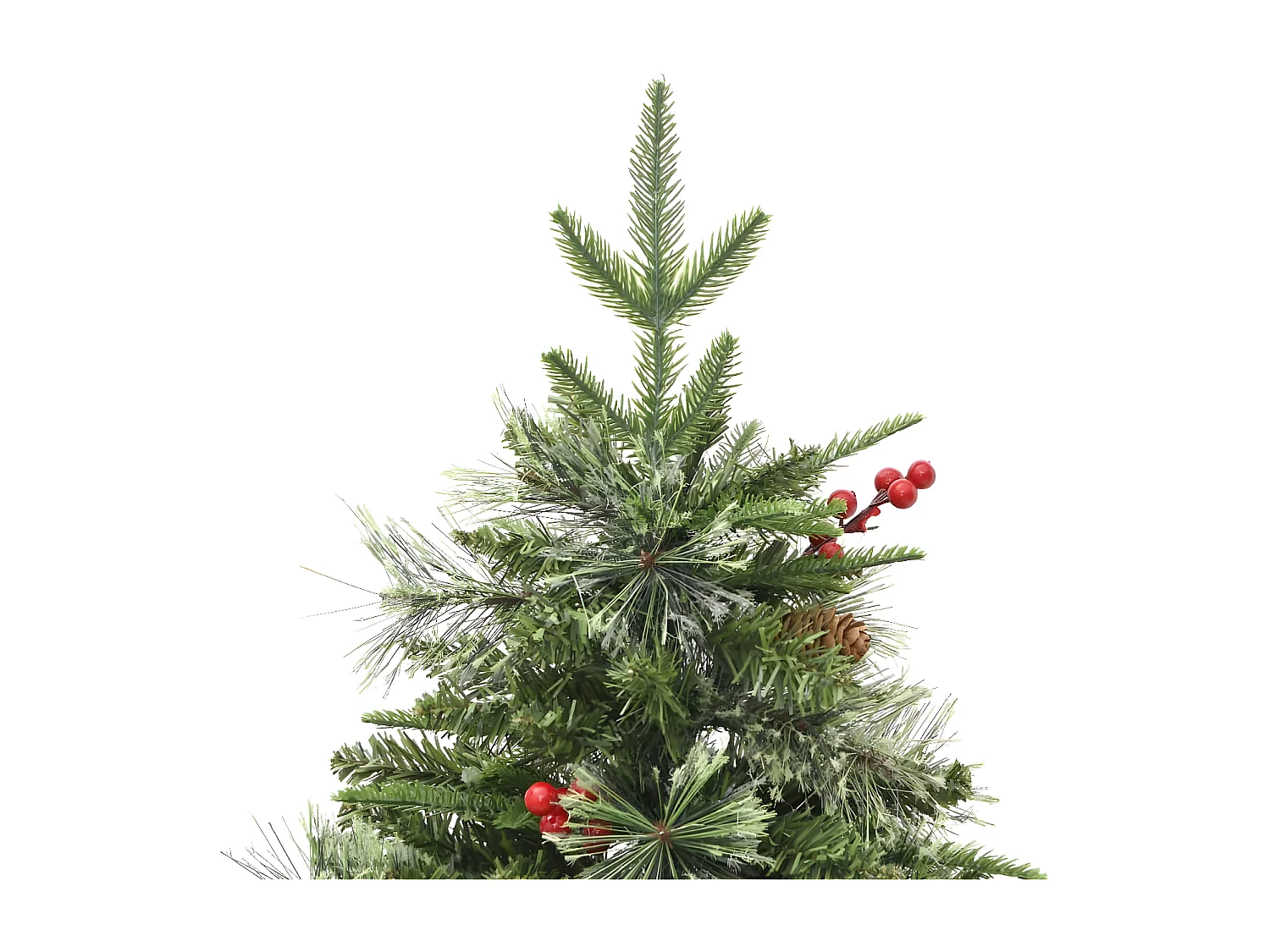 Vorbeleuchteter Weihnachtsbaum und grüne Tannenzapfen, 150 cm, PVC und PE