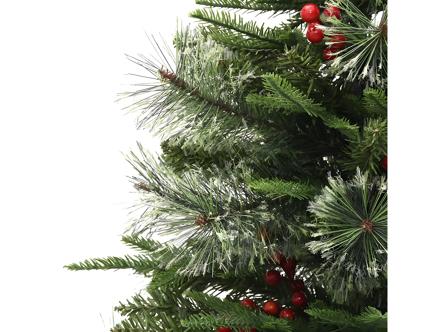 Vorbeleuchteter Weihnachtsbaum und grüne Tannenzapfen, 150 cm, PVC und PE