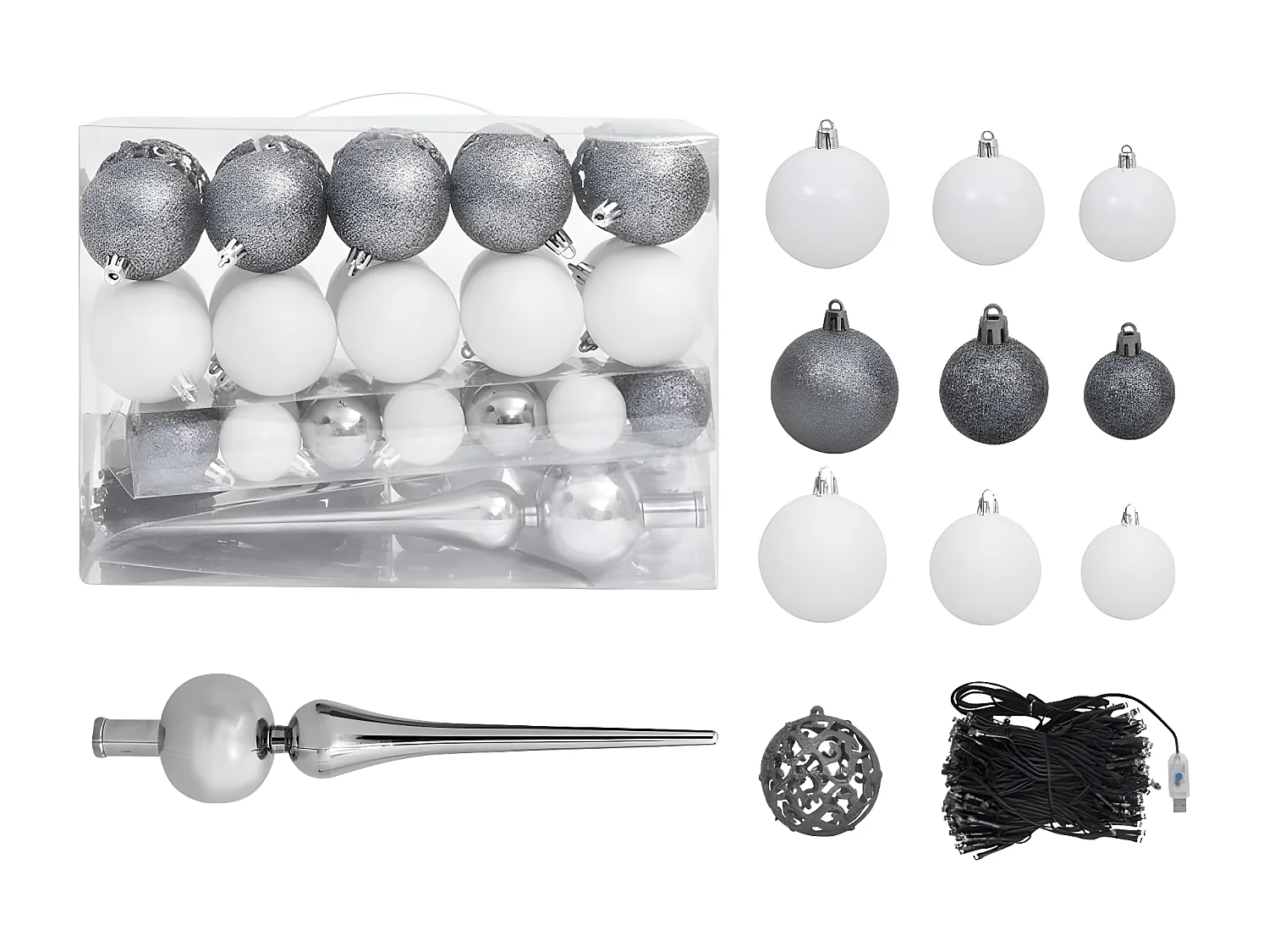 Árvore de Natal artificial pré-iluminada e bolas douradas 180 cm PET