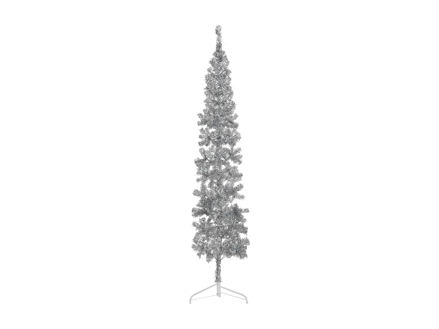 Halbdünner künstlicher Weihnachtsbaum mit silbernem Ständer 210 cm