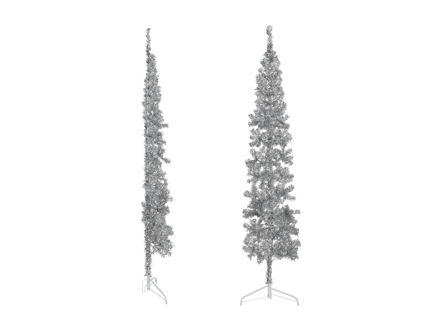 Halbdünner künstlicher Weihnachtsbaum mit silbernem Ständer 210 cm