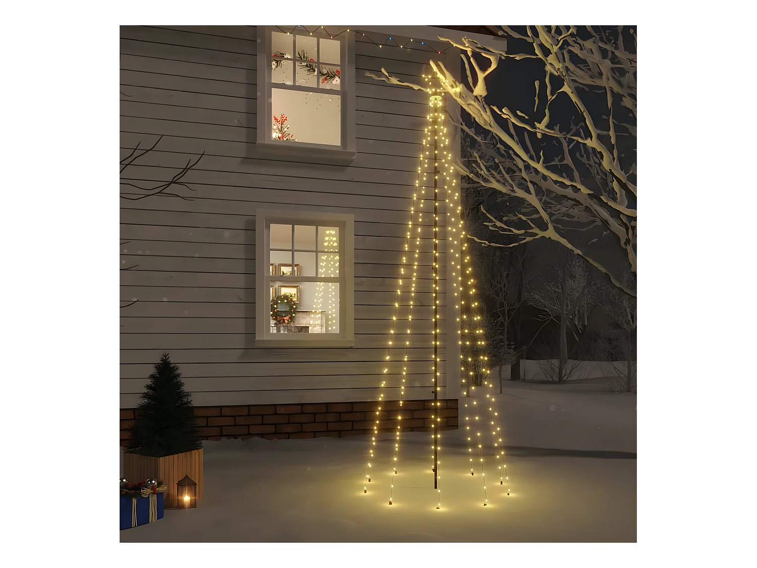 Albero di Natale con picchetto Bianco caldo 310 LED 300 cm