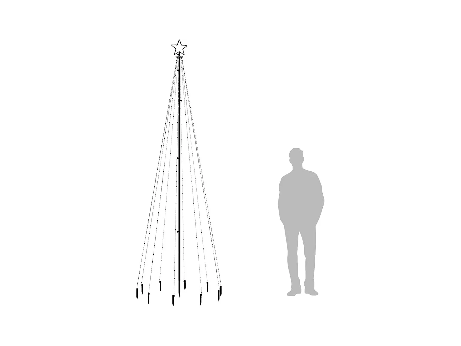 Weihnachtsbaum mit Stab Warmweiß 310 LED 300 cm