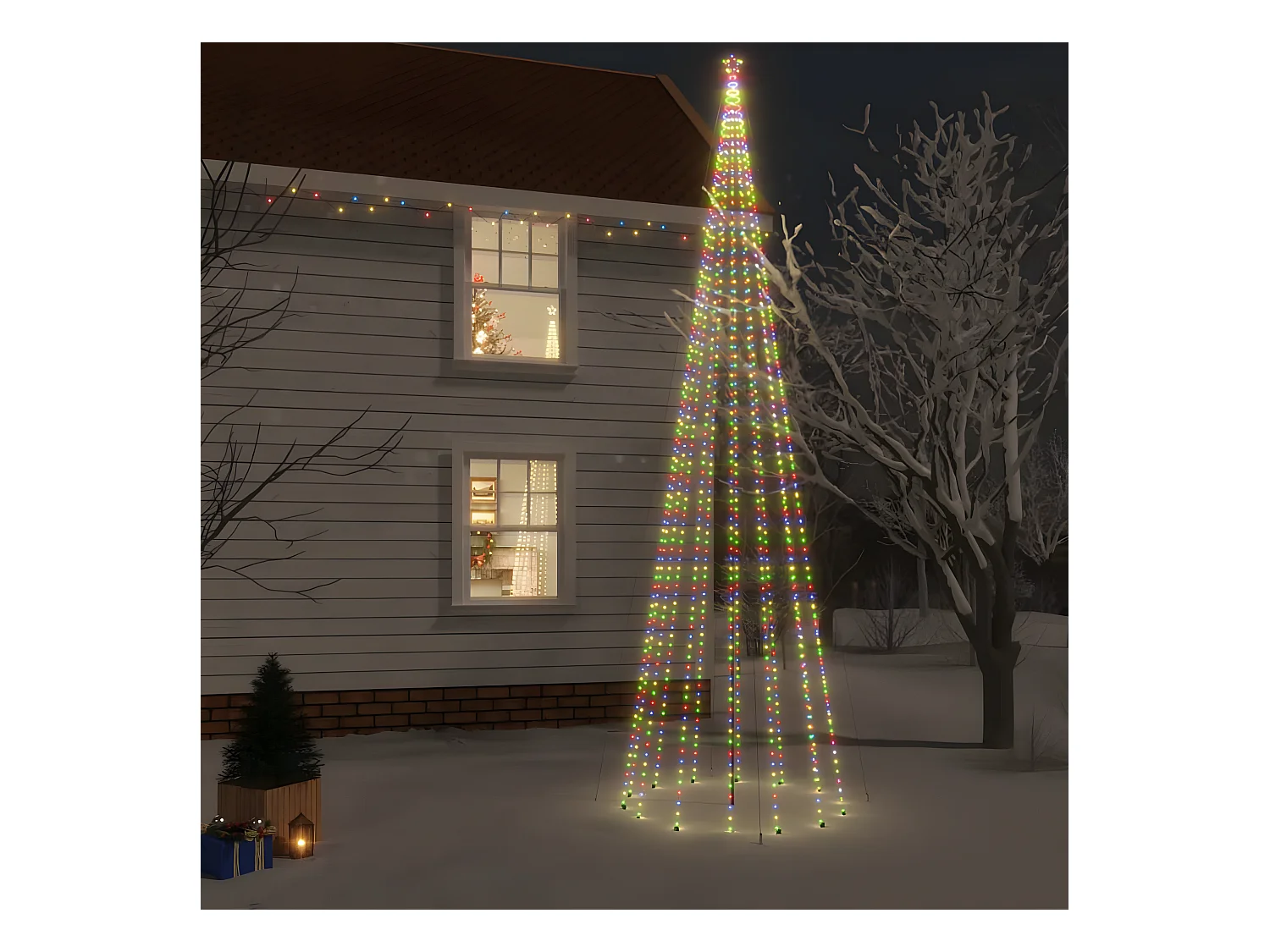 Kerstboom met paal 1134 kleurrijke LED's 800 cm