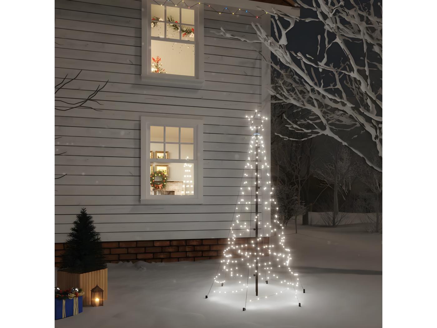 Kerstboom met paal Koel wit 200 LED 180 cm
